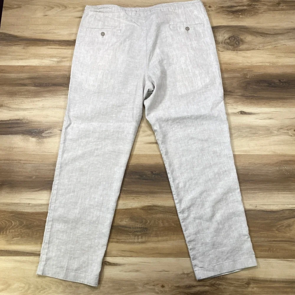 Jos A Bank Pants Men 40x30 Linen Blend Tailored Fit Gray Quiet Luxury Drawstring